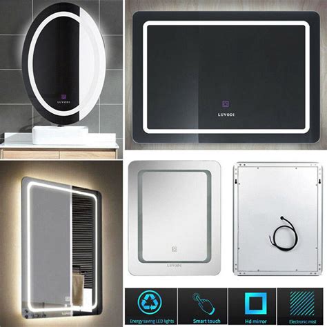 Designer Wall Hung Bathroom Illuminated Led Mirror Demister Pad Touch Control Ebay