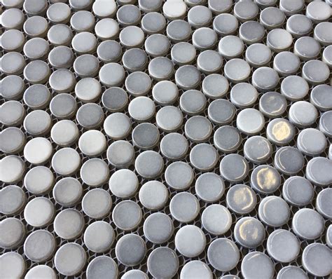 Shades Of Gray Penny Gloss Porcelain Mosaic Floor And Wall