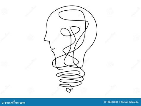 Continuous Line Art Or One Line Drawing Of A Human Brain The Concept