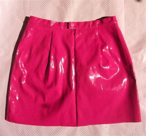 Hella 90s Hot Pink Pvc Mini Skirt Etsy Pvc Skirt Mini Skirts Pink