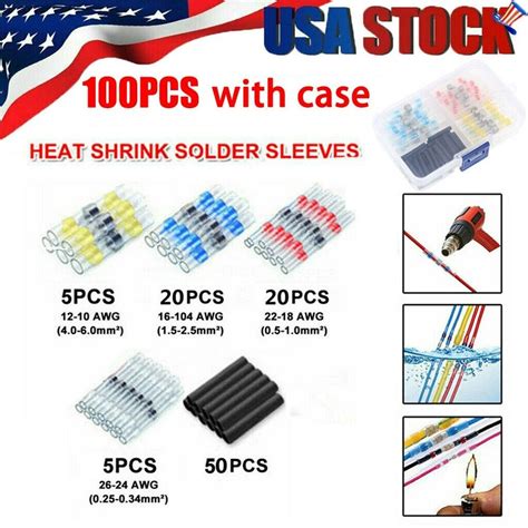 100pcs Self Solder Seal Wire Heat Shrink Butt Splice Connector