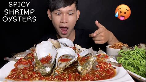 mukbang eating spicy oysters with shrimp mukbang eating show youtube