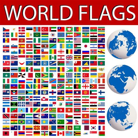 All Country Flags In The World By Continents Stock Vector