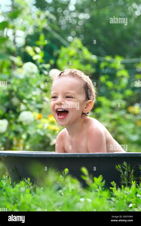 Outdoor Baby Bathing Stock Photo Alamy