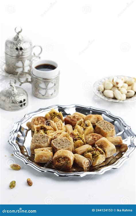 Mix Baklava Dish Or Baklawa Is Arabic And Turkish Traditional Sweets