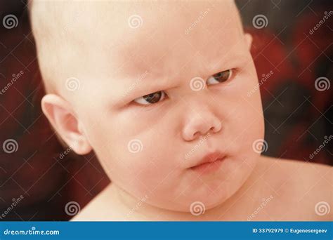 Funny Angry Baby Girl Close Up Portrait Stock Image Image Of Looking