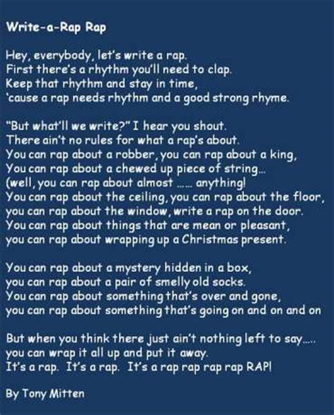 The new blog rap poems takes rap lyrics and places them on an inspirational background. Raps for Kids
