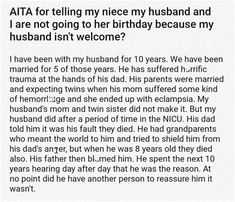 Aita For Telling My Niece My Husband And I Are Not Going To Her