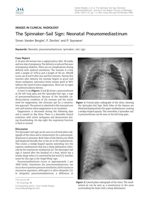 Pdf The Spinnaker Sail Sign Neonatal Pneumomediastinum