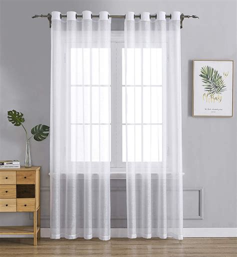 Wpm White Sheer Window Curtain Panels For Bedroom Kitchen Kids Room