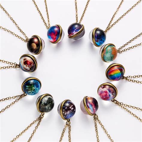 Galaxy Nebula Round Shape Pendant Link Chain Necklace Glow In Etsy