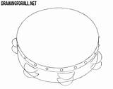 Tambourine Draw Drawing Step Rivets Cymbals Lesson sketch template
