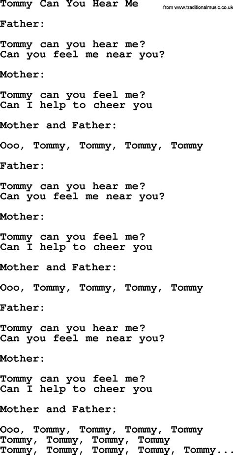 Tommy Can You Hear Me By The Byrds Lyrics With Pdf