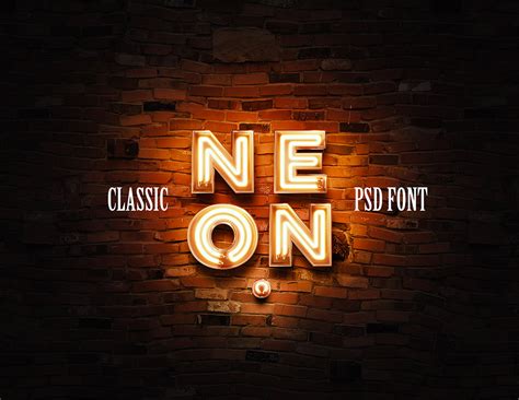 3d Neon Psd Font Classic Version On Behance