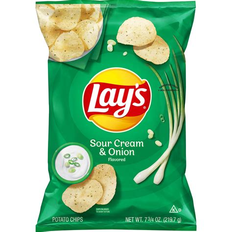 Lays Potato Chips Sour Cream And Onion Flavor 775 Oz Bag Walmart
