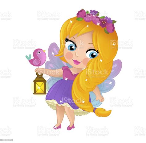 Cartoon Scene With Happy Elf Princess Illustration Stock Illustration