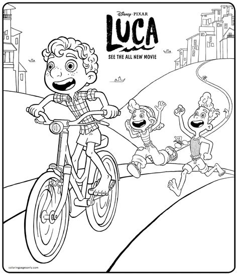 Luca With His Friends Coloring Page Free Printable Coloring Pages