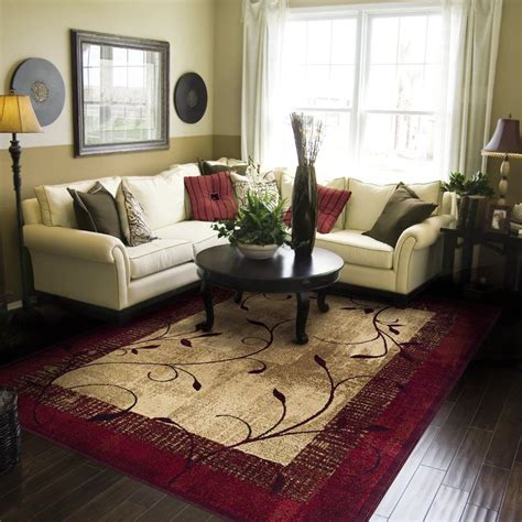 Shop Allen Roth Tinsley Rectangular Red Border Area Rug At Lowes