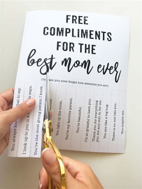 Free Printable Tearable Compliments For Mom Mothers Day Diy T
