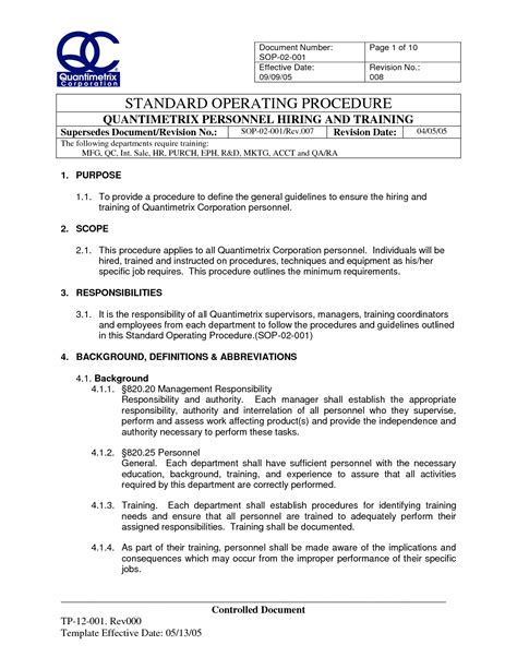 Are you setting up a manufacturing business? ISO Standard Operating Procedures Template | SOP-02-00 ...