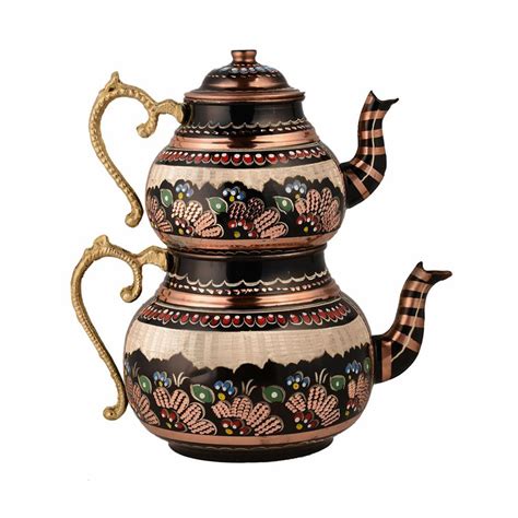 Embroidered Copper Turkish Tea Pot Turkishbox