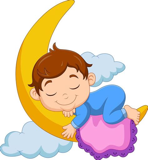 Beb De Dibujos Animados Durmiendo En La Luna Vector En Vecteezy