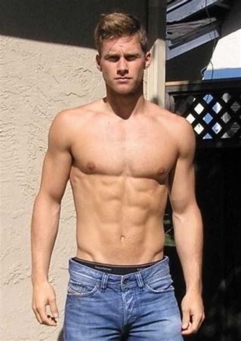 Shirtless Male Blond Guy Muscular Athletic Build Summer Jock Hunk Photo
