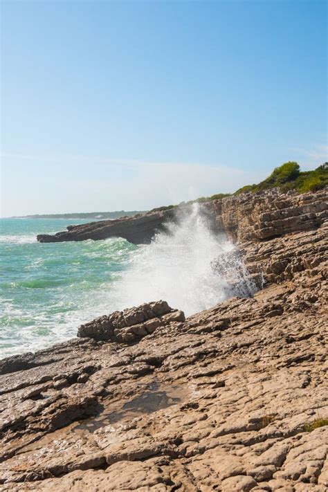 Beautiful Waves Crashing Against A Cliff Stock Image Image Of Crash