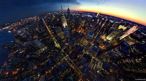 New York City At Night Panoramic City Wonders Of The World Night City