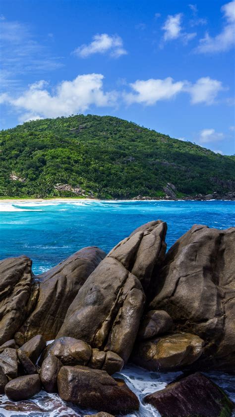 Granite Rocks At Grand Police Bay Beach Mahé Island Indian Ocean