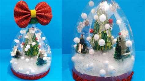 Diy Christmas Snow Globe Christmas Decoration Idea From Waste Plastic