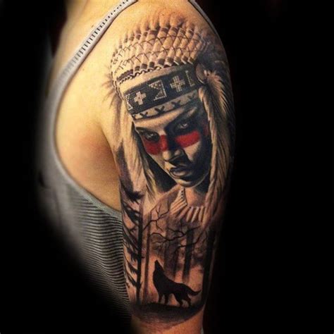 Wolf Sleeve Design American Tattoos Native American Tattoos Native