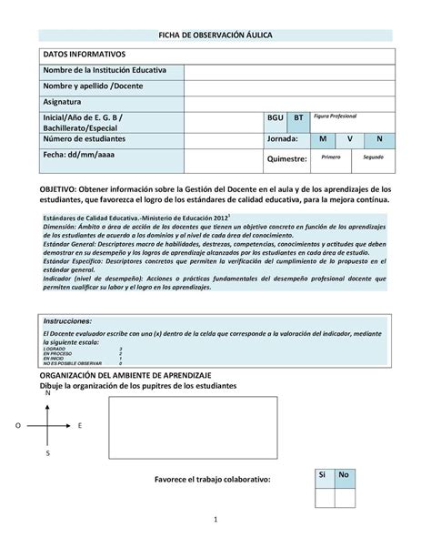 Ficha De Observacion De Aula Calameo Downloader Unamed