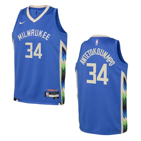 Youth Milwaukee Bucks 2022 23 City Edition Giannis Antetokounmpo Royal