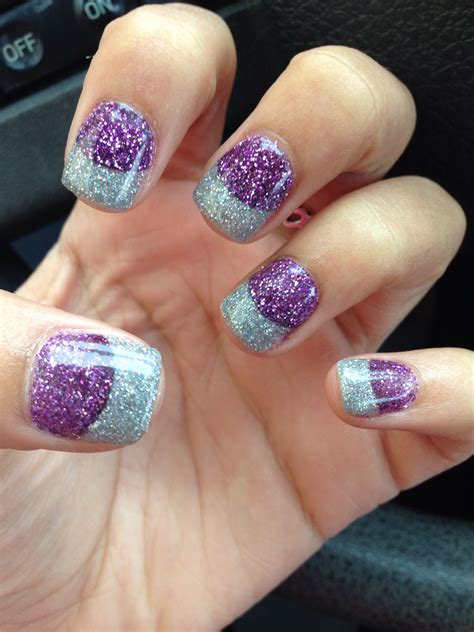 Purple And Silver Glitter Nails Solar Nail Designs Purple Nail Designs