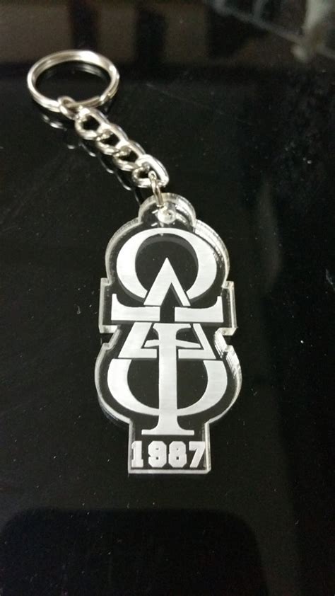 Omega Delta Phi Acrylic Key Chain With Interlocking Letters Greek
