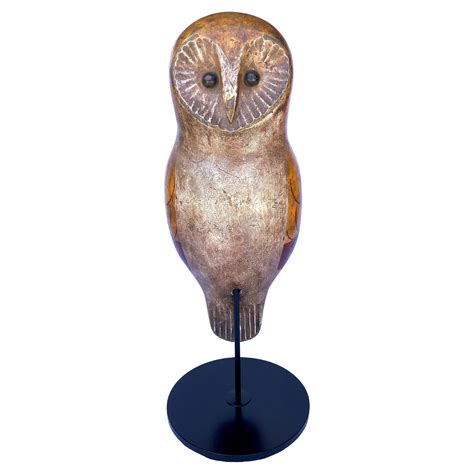 Carved Folk Art Wooden Owl Br