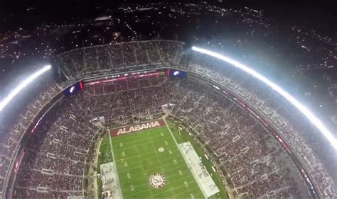 See What It Looks Like To Skydive Into Bryant Denny Stadium At Night