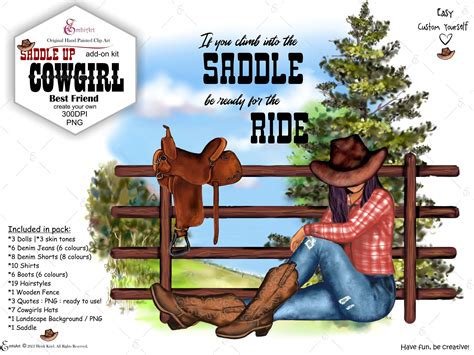 Cowgirl Custom Clipart Pack Saddle Etsy
