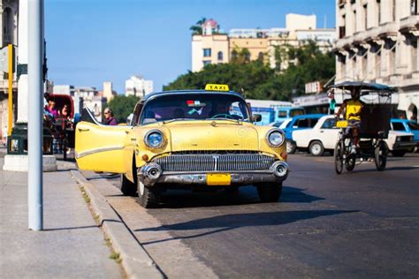 Cuba Taxi On The Main Street In Havana 2 Stock Photo Image Of Driving