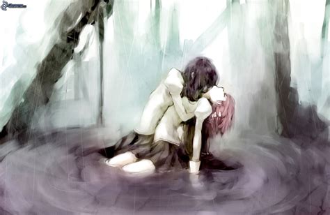 Anime Couple Sad Hug Wallpapers Wallpaper Cave
