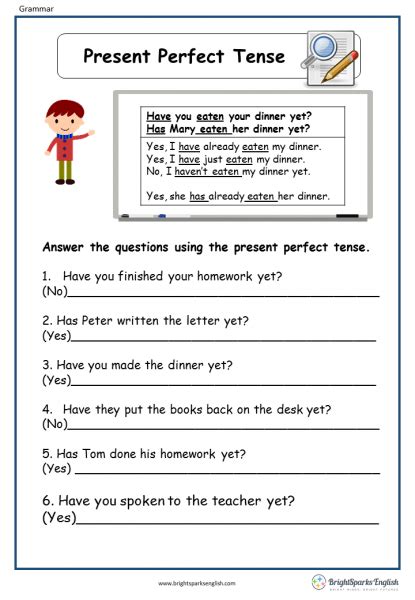 present perfect tense worksheets  answers worksheets master