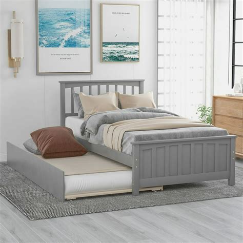 Twin Size Platform Bed With Trundle Twin Bed Frame With Headboardfor