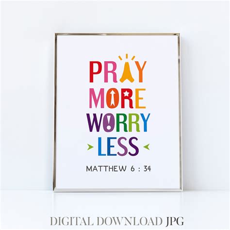 Pray More Worry Less Matthew 634 Printable Bible Verse Etsy