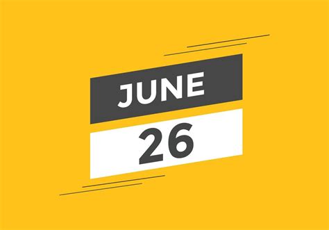 June 26 Calendar Reminder 26th June Daily Calendar Icon Template