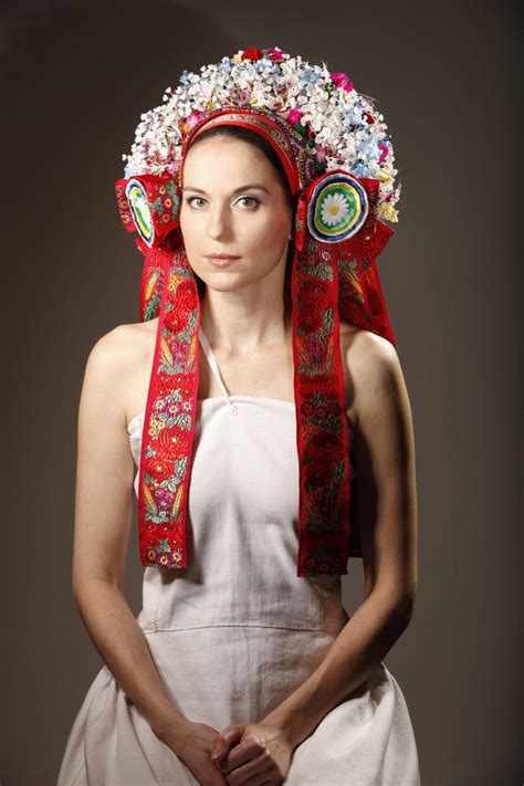 The Ceremonial Traditional Head Wear Work With A Kroj By The Czech Moravian And Slovak People