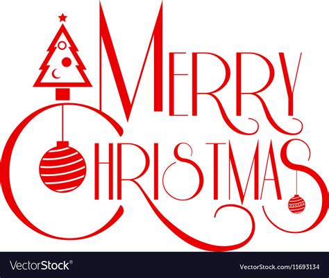 Merry Christmas Text Art Red Color Use Royalty Free Vector
