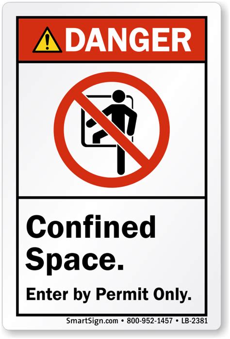 Confined Space Entry By Permit Only Ansi Danger Label Sku Lb 2381