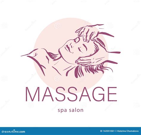 Massage Spa Salon Logo Design Human Hands Massaging Beautiful Lady Model Face Laying Stock