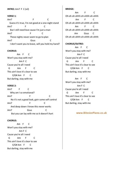 Stay With Me Sam Smith Piano Chords Lyrics Piano Songs Chords